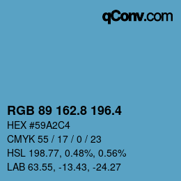 カラーコード: RGB 89 162.8 196.4 | qconv.com