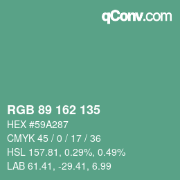 カラーコード: RGB 89 162 135 | qconv.com