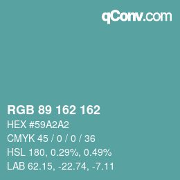 カラーコード: RGB 89 162 162 | qconv.com