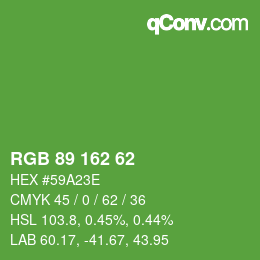 Color code: RGB 89 162 62 | qconv.com