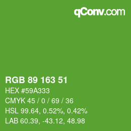 Farbcode: RGB 89 163 51 | qconv.com
