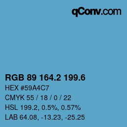 カラーコード: RGB 89 164.2 199.6 | qconv.com