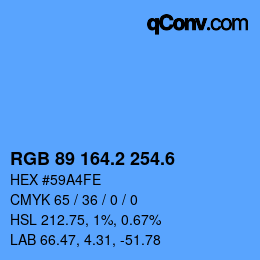 カラーコード: RGB 89 164.2 254.6 | qconv.com
