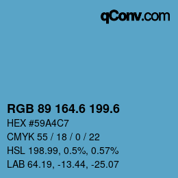 カラーコード: RGB 89 164.6 199.6 | qconv.com