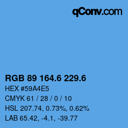 カラーコード: RGB 89 164.6 229.6 | qconv.com