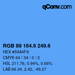 カラーコード: RGB 89 164.6 249.6 | qconv.com