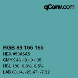 Color code: RGB 89 165 165 | qconv.com