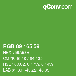 Color code: RGB 89 165 59 | qconv.com