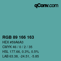 Color code: RGB 89 166 163 | qconv.com