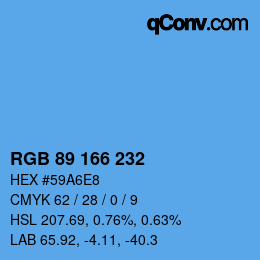 颜色代码: RGB 89 166 232 | qconv.com