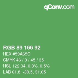 Color code: RGB 89 166 92 | qconv.com