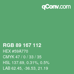 Color code: RGB 89 167 112 | qconv.com