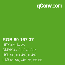 Color code: RGB 89 167 37 | qconv.com