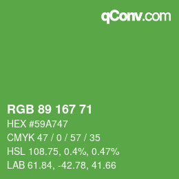 Color code: RGB 89 167 71 | qconv.com