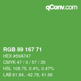 Color code: RGB 89 167 71 | qconv.com