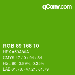 カラーコード: RGB 89 168 10 | qconv.com
