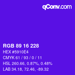 カラーコード: RGB 89 16 228 | qconv.com