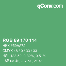 カラーコード: RGB 89 170 114 | qconv.com