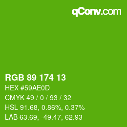 Color code: RGB 89 174 13 | qconv.com