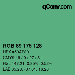 Color code: RGB 89 175 128 | qconv.com
