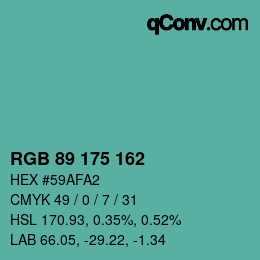 Color code: RGB 89 175 162 | qconv.com