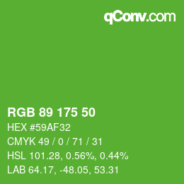 Farbcode: RGB 89 175 50 | qconv.com