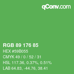 Color code: RGB 89 176 85 | qconv.com