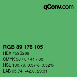 カラーコード: RGB 89 178 105 | qconv.com