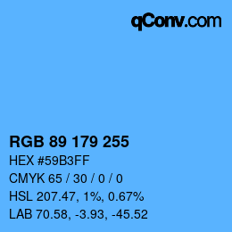 Code couleur: RGB 89 179 255 | qconv.com