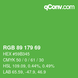 カラーコード: RGB 89 179 69 | qconv.com