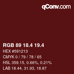 カラーコード: RGB 89 18.4 19.4 | qconv.com