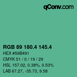 カラーコード: RGB 89 180.4 145.4 | qconv.com