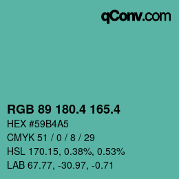 カラーコード: RGB 89 180.4 165.4 | qconv.com