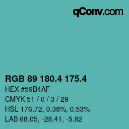 カラーコード: RGB 89 180.4 175.4 | qconv.com