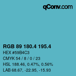 カラーコード: RGB 89 180.4 195.4 | qconv.com