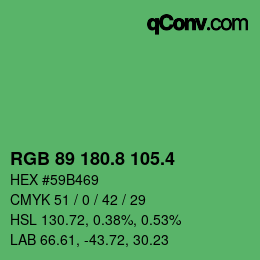 カラーコード: RGB 89 180.8 105.4 | qconv.com