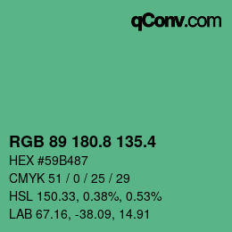 カラーコード: RGB 89 180.8 135.4 | qconv.com
