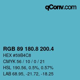 カラーコード: RGB 89 180.8 200.4 | qconv.com