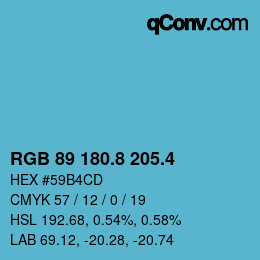 カラーコード: RGB 89 180.8 205.4 | qconv.com