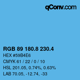 カラーコード: RGB 89 180.8 230.4 | qconv.com