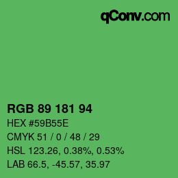 颜色代码: RGB 89 181 94 | qconv.com