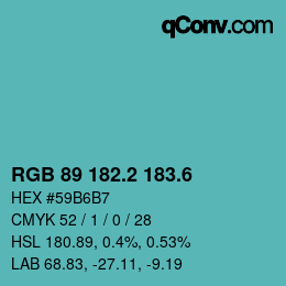 カラーコード: RGB 89 182.2 183.6 | qconv.com