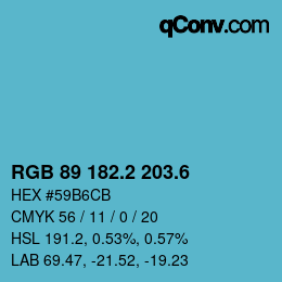 カラーコード: RGB 89 182.2 203.6 | qconv.com