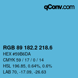 カラーコード: RGB 89 182.2 218.6 | qconv.com