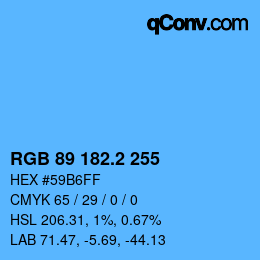 Color code: RGB 89 182.2 255 | qconv.com