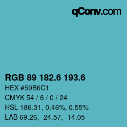 カラーコード: RGB 89 182.6 193.6 | qconv.com