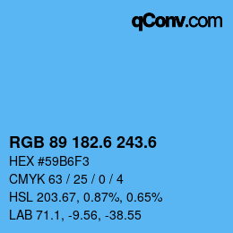 カラーコード: RGB 89 182.6 243.6 | qconv.com