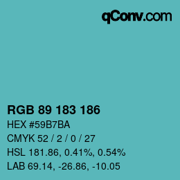 カラーコード: RGB 89 183 186 | qconv.com