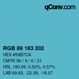 颜色代码: RGB 89 183 202 | qconv.com
