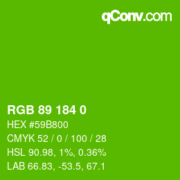 颜色代码: RGB 89 184 0 | qconv.com
